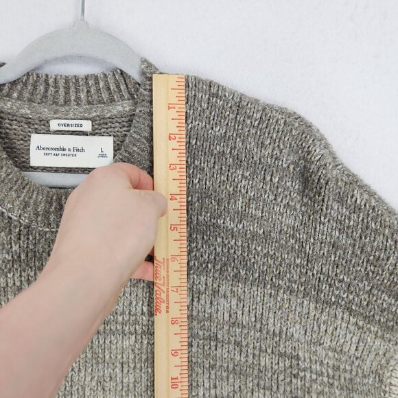 Abercrombie Fitch Sweater Mens Large Tan Oversized Soft Crew Neck Pullover - Picture 4 of 10